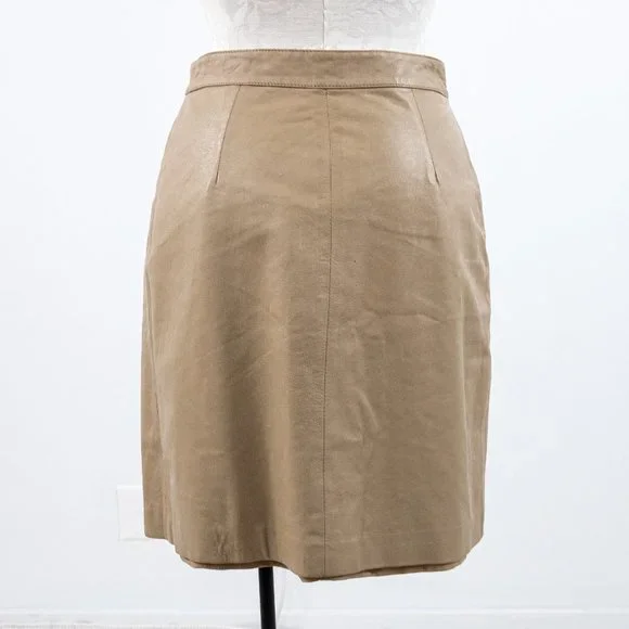 Fendi 6 Reversible Leather FF Logo Print Skirt Tan Vintage NWOT - Picture 11 of 16